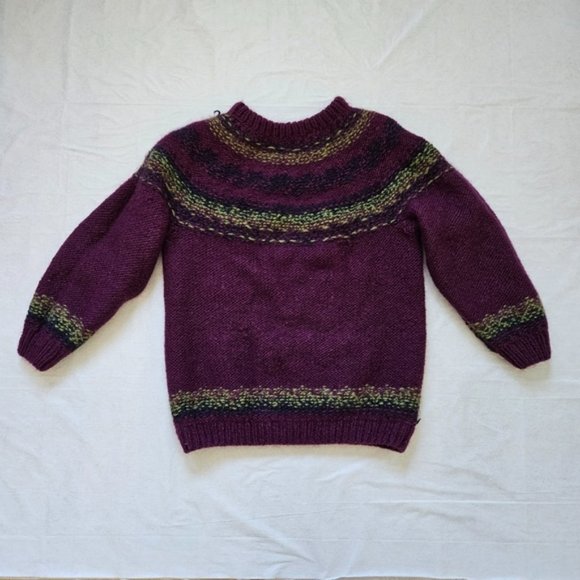 Fair Isle handmade crewneck long sleeve wool sweater women's size M/L - Picture 15 of 16